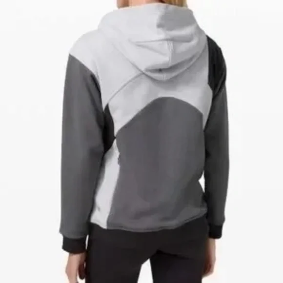 Lululemon All Yours Gray & Black Colourblock 100% Cotton Terry Hoodie w/Pockets - Picture 2 of 13